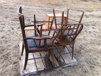 (4) Wooden Chairs & Wooden Display Stand