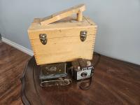 Shoe Shine Kit and (2) Antique Kodak Cameras