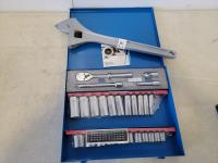 Gray Tools 3/8 Inch Drive SAE Socket Set and 18 Inch Adjustable Wrench