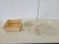 7 Pieces of Crystal and Basket