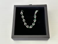Smartlife Platinum Plated Emerald and White Sapphire Bracelet 