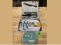    Sonmelony Knife Set, 3 Pc Cutting Board Set BPA Free & Ceramic Peeler and Knife