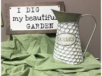    I Dig A Garden Sign & Pitcher