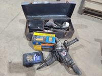    Tool Box w/Tools, Hammer Drill, Bits & Hex Key Set