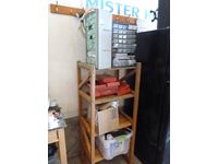    Wood Shelf Unit with Miscellaneous Items