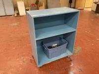 Portable Wooden Cabinet with Tub of Miscellaneous Tools