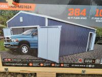 TMG Industrial TMG-MS1624 16 Ft X 24 Ft Metal Garage Shed with Double Front Doors