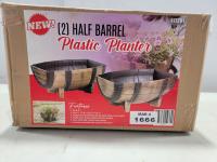 (2) Half Barrel Plastic Planters 