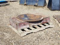 Wooden Truck Toolbox and (2) 34 Inch Saw Blades