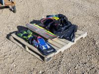 Assortment of Misc Dirt Bike Gear, Skate Board and Snorkeling Gear