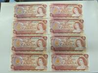 (8) 1974 Royal Canadian Mint Two Dollar Bills