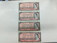 (4) 1954 Royal Canadian Mint Two Dollar Bills