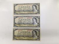 (3) 1971 Royal Canadian Mint Ten Dollar Bills