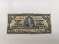 1937 Royal Canadian Mint Twenty Dollar Bill