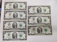 (7) 1995 Federal Reserve Note Two Dollar Bills