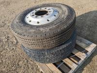 (2) 315/80R22.5 Steer Tires On 10 Stud Alcoa Rims