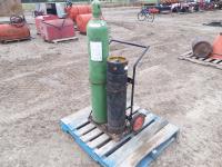 Acetylene Tanks, Cart with Hoses and Torch 