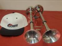 Stainless Steel Dual Trumpet Horn 12V Heavy Duty & Classic Mercruise Hat