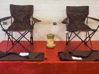 (2) Folding Quad Chairs with Carrying Bag Dark Brown, and Aquito Bug Zapper