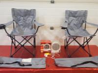 (2) Folding Quad Chairs with Carrying Bag Gray Chairs, Honeywell Compact Heater Fan