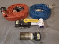 (2) 45 Ft X 2 Inch Hoses with Banjo Cam Lever, Fittings & (2) Hose End Fittings