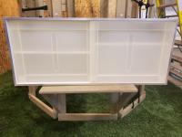 White Adjustable Shelf with Sliding Doors Cabinet and (10) Birch Finish Shelves