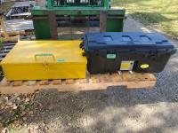 Storage Trunk Plastic Tote and Yellow Heavy Duty Caterpillar Tool Box