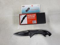 Tactical Spring Assisted Knife and 4-In-1 Sharpening Tool 