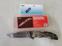 Camouflage Stainless Folding Pocket Knife with 4-in-1 Sharpening Tool 