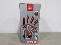 9 Pieces Red Knife Set 
