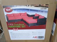 7 Piece Red Outdoor Furniture Set