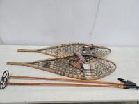Vintage Snowshoes with Poles