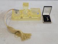 10K Gold Pendant with Necklace and Lead Crystal Perfume Set