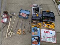 Qty of Hand Tools, Baldor Bench Grinder and Tool Box with Contents 
