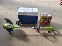 Greenworks 120V Weed Trimmer, Mobicool Electric Cooler and Wagner Power Painter