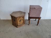Pink Ottoman/Foot Stool, Octagon End Table and Small Square End Table 