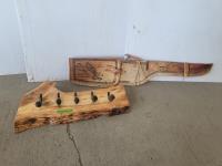 Rustic Coat Hanger and Carved Leather Rifle Case 