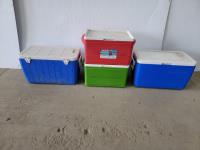 (2) Coleman Party Stackers and (2) Coleman Coolers 