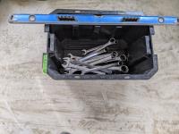 Husky Tote with Large Wrenches and 3 Ft Level