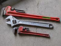 Ridgid 36 Inch Pipe Wrench, PTA 24 Inch Crescent Wrench and Westward 18 Inch Pipe Wrench