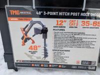 TMG Industrial TPD12 3 PT Hitch Post Hole Digger - Tractor Attachment