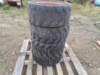 (4) Skid Steer Tires & Rims 27 X 10.5 - 15 Nhs