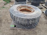 (2) 11R24.5 Truck Tires On Steel Rims