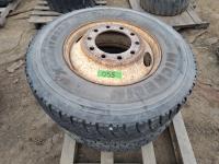 (2) Michelin 11R22.5 Truck Tires On 10 Bolt Steel Rims
