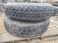 (2) Tires On Steel Rims 10R20 & 11R20