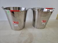 (2) H. Brothers 16L Stainless Steel Buckets 