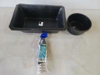 10L Rubber Animal Feeder Trough, Small Rubber Round Bowl and 10 Inch Immersion Water Heater
