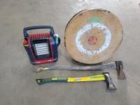 Mr Heater Buddy 9000 BTU Propane Heater, Archery Target and (2) Splitting Axes