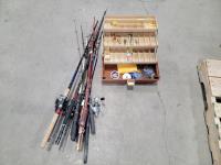 Qty of Fishing Rods and Tackle Box 