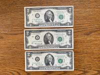 (3) 1976 United States Two Dollar Bills